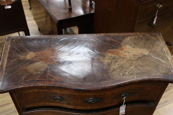 An 18th century Maltese walnut serpentine commode, W.3ft 6in.